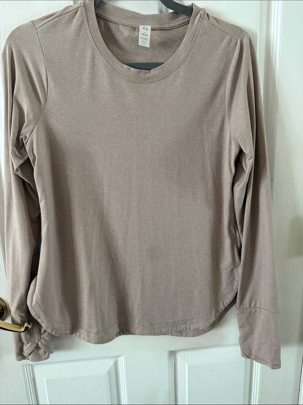Balance Collection Long Sleeve Crewneck Top in Taupe